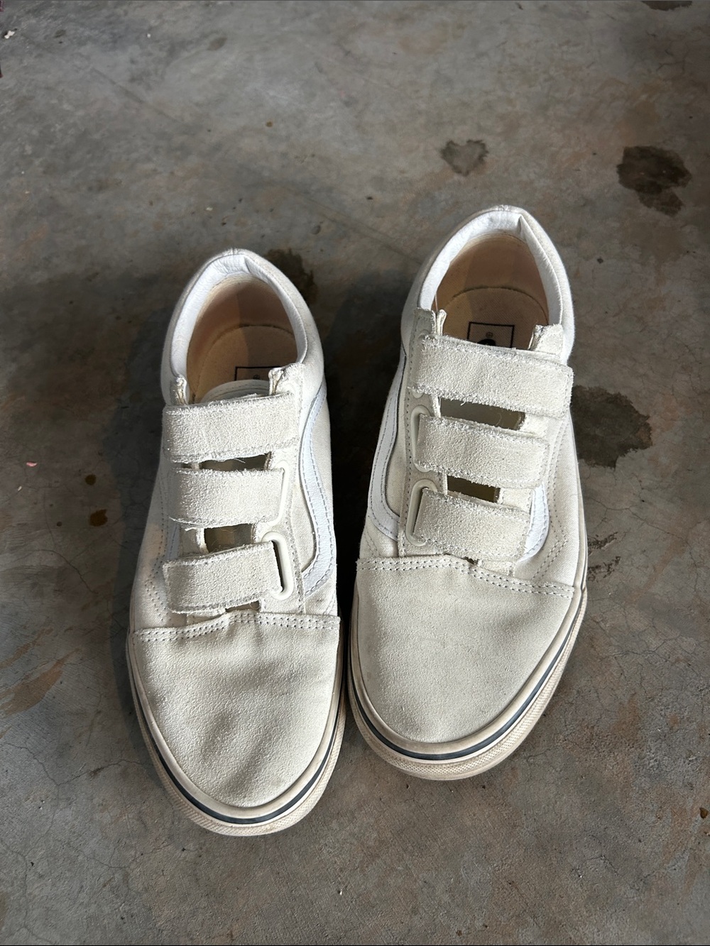 Vans Off-White Canvas Velcro Sneakers